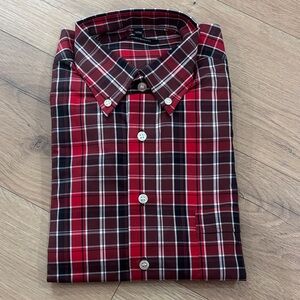 Men's Red Plaid Button-Down Shirt by C.Comberti
